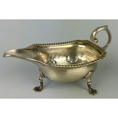 143 - A GEORGIAN SILVER SAUCEBOAT, 

Weight 97gms.