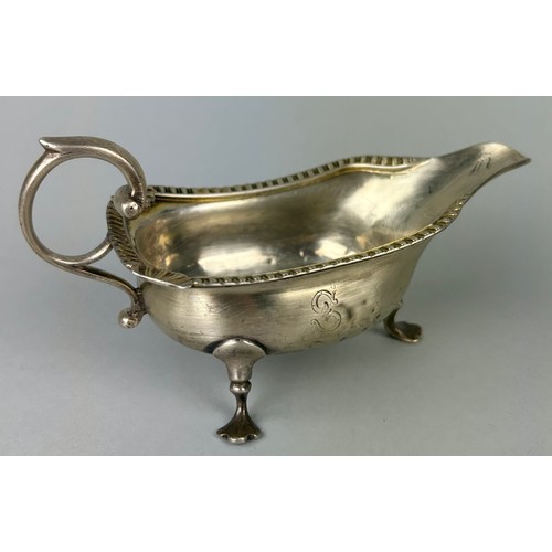 143 - A GEORGIAN SILVER SAUCEBOAT, 

Weight 97gms.