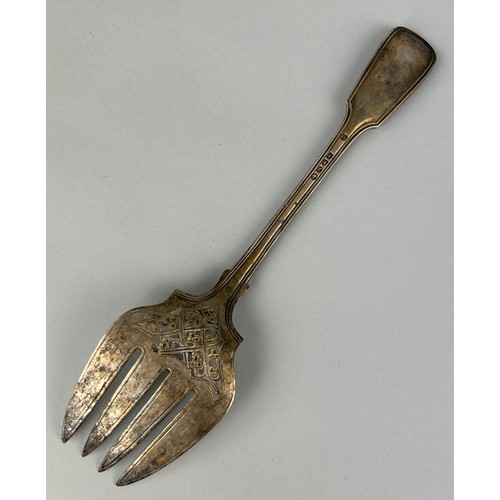 145 - A LARGE VICTORIAN SILVER PRESENTATION FORK MARKED FH: The Portland Co Ltd -Francis Higgins III- ,

W... 