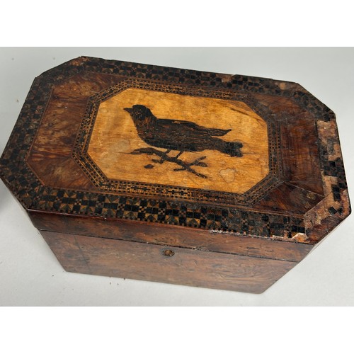 417 - A GROUP OF FOUR 19TH CENTURY WALNUT CADDIES AND BOXES (4)