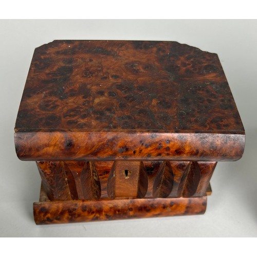 417 - A GROUP OF FOUR 19TH CENTURY WALNUT CADDIES AND BOXES (4)