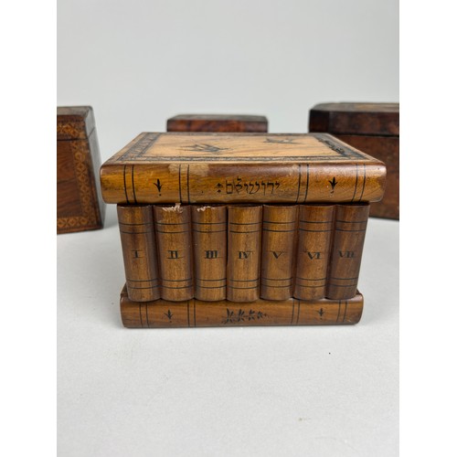 417 - A GROUP OF FOUR 19TH CENTURY WALNUT CADDIES AND BOXES (4)