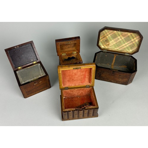 417 - A GROUP OF FOUR 19TH CENTURY WALNUT CADDIES AND BOXES (4)