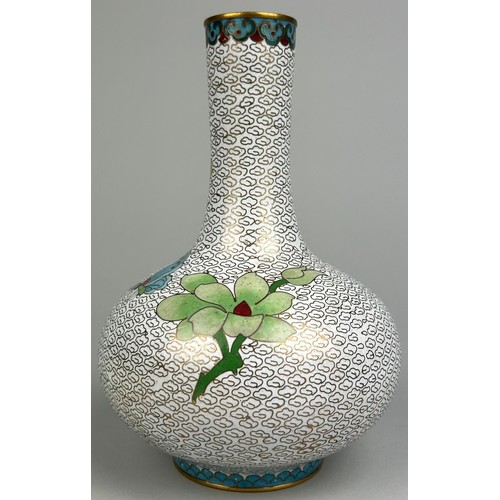 356 - A 20TH CENTURY CLOISONNE BOTTLE VASE WITH GLOBULAR BODY, 

19cm x 10cm