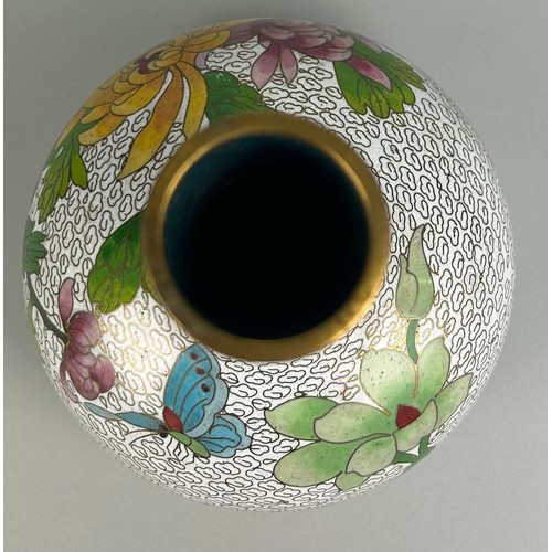 356 - A 20TH CENTURY CLOISONNE BOTTLE VASE WITH GLOBULAR BODY, 

19cm x 10cm