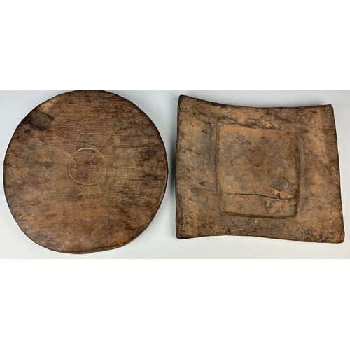 121 - TWO AFRICAN DIVINATION BOARDS PROBABLY YORUBA TRIBE, NIGERIA,

Largest 36cm x 31cm