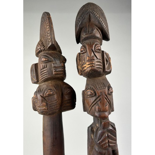 124 - TWO YORUBA DANCE WANDS,

63cm length and 60 cm length each