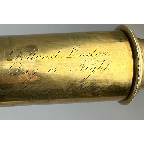 405 - A TWO DRAWER TELESCOPE DOLLOND LONDON RETAILED BY DAWSON AND MELLING 

Brown leather case 53cm x 7cm