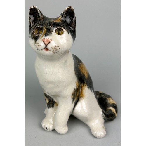 338 - A CERAMIC CAT WITH GLASS EYES POSSIBLY ITALIAN,

24cm H