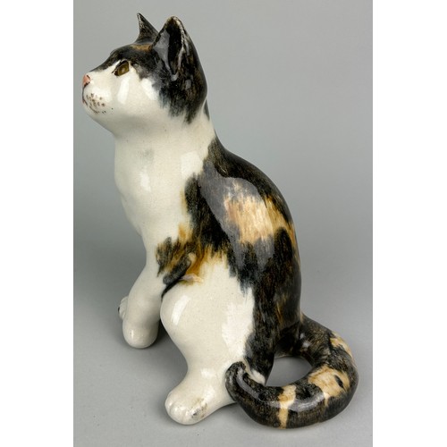 338 - A CERAMIC CAT WITH GLASS EYES POSSIBLY ITALIAN,

24cm H