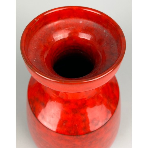 354 - A 20TH CENTURY RED GLAZED VASE PROBABLY WEST GERMAN,
 
24cm H