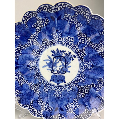 118 - A PAIR OF JAPANESE BLUE AND WHITE LOBED DISHES (2), 

30cm diameter each.