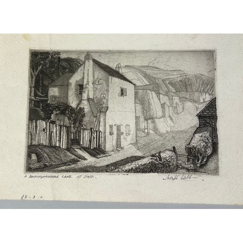 452 - TWO ETCHINGS BY JOSEPH WEBB, 

Largest etching measures 14.5cm x 10cm, sheet a little larger. 

Smal... 