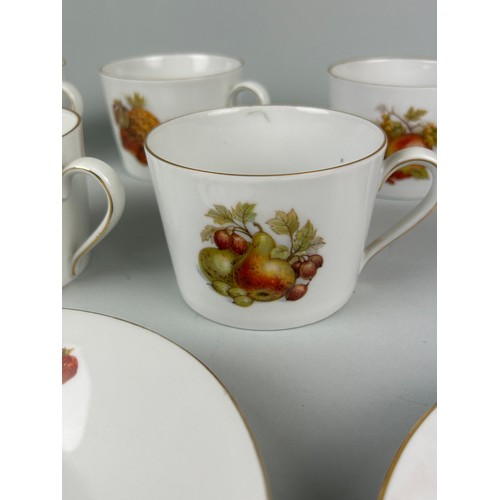 368 - FIVE LARGE FRUIT AND NUT DECORATED CUPS WITH SAUCERS (10)