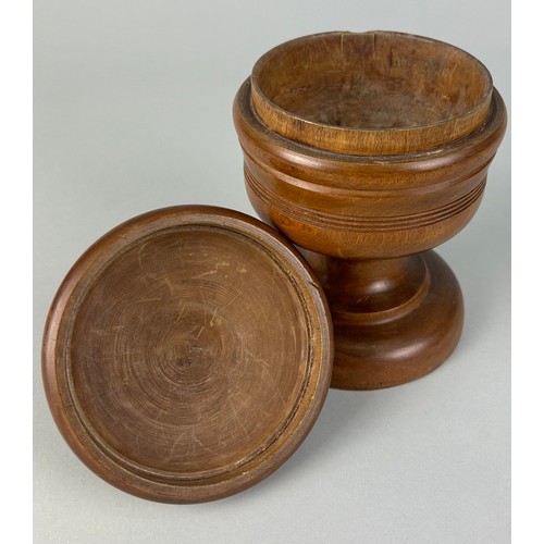 389 - A TREEN TOBACCO JAR,

19cm H