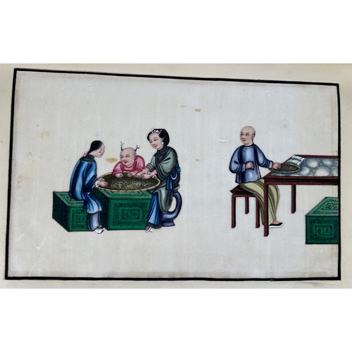 101 - AN OLD ALBUM WITH TWENTY TWO CHINESE PAINTINGS  ON RICE PAPER, 

Depicting various subjects: mostly ... 