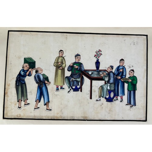 101 - AN OLD ALBUM WITH TWENTY TWO CHINESE PAINTINGS  ON RICE PAPER, 

Depicting various subjects: mostly ... 