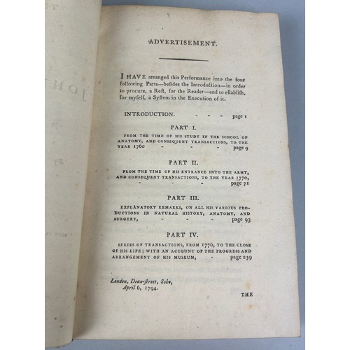 308 - THE LIFE OF JOHN HUNTER, JESSE FOOT (SURGEON) LONDON, T.BECKET, PALL MALL, FIRST EDITION 1794,