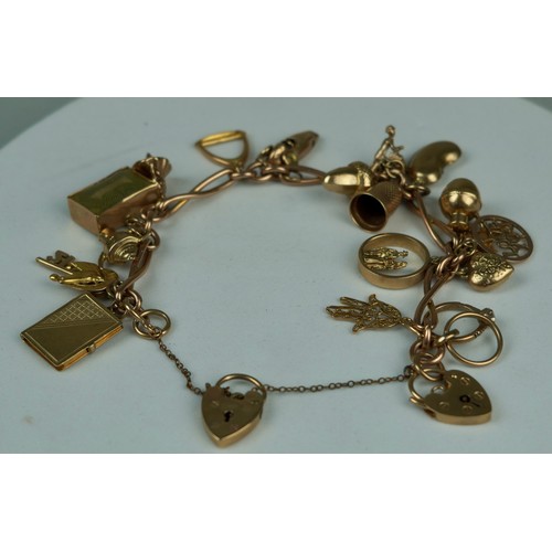 171 - A 9CT GOLD CHARM BRACELET, 

Total weight: 43gms