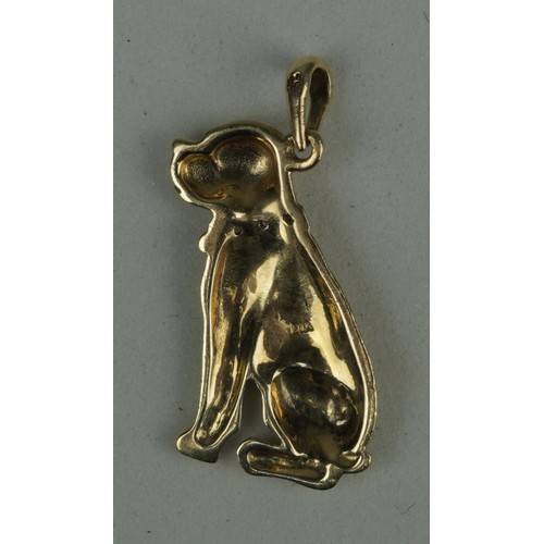 217 - A 14CT GOLD DOG PENDANT WITH DIAMOND COLLAR (ONE DIAMOND MISSING), 

Weight: 2.6gms