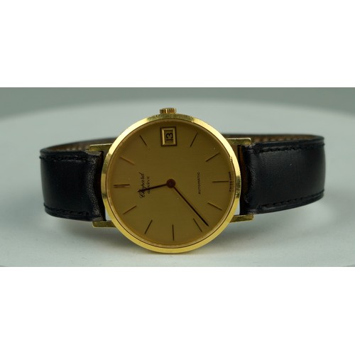 167 - AN 18CT GOLD CHOPARD GENTLEMAN'S WRISTWATCH, 

Weight with strap: 39gms