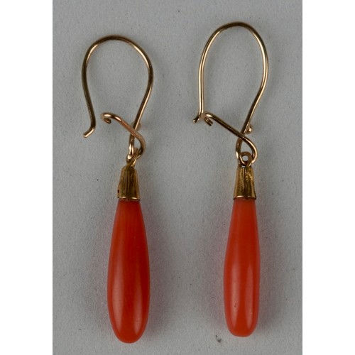 191 - A PAIR OF 14CT CORAL EARRINGS SET IN 14CT GOLD,

Weight: 2.24 gms