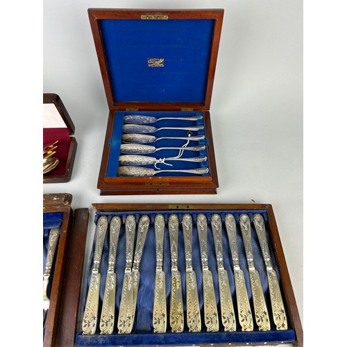 547 - SILVER PLATED CUTLERY TO INCLUDE A SET OF KNIVES AND FORKS, A SET OF SERVERS, THAI SERVERS (Qty)