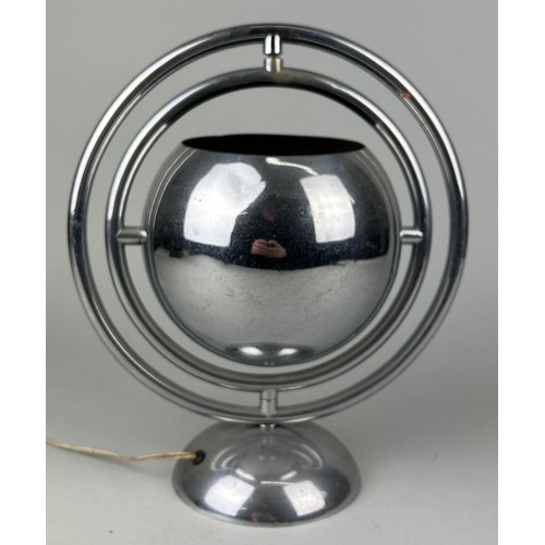 487 - AN UNUSUAL CHROME ARMILLARY SPHERE TABLE LIGHT CIRCA 1930'S, 

33cm x 27cm