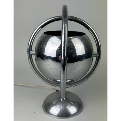 487 - AN UNUSUAL CHROME ARMILLARY SPHERE TABLE LIGHT CIRCA 1930'S, 

33cm x 27cm