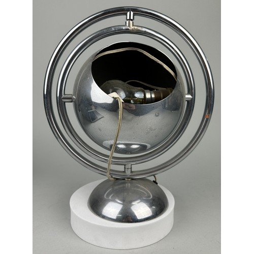 487 - AN UNUSUAL CHROME ARMILLARY SPHERE TABLE LIGHT CIRCA 1930'S, 

33cm x 27cm