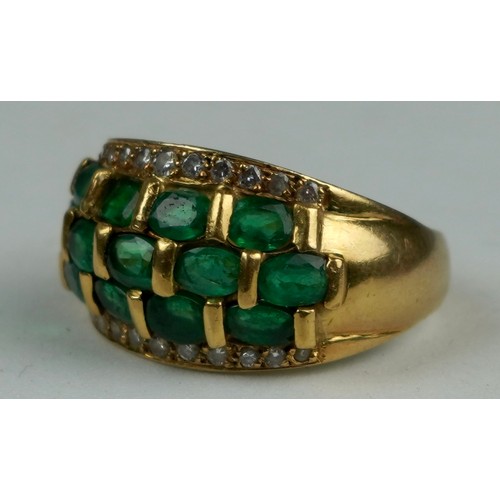 180 - AN EMERALD, DIAMOND AND 18CT GOLD RING, 

Weight 12.05gms