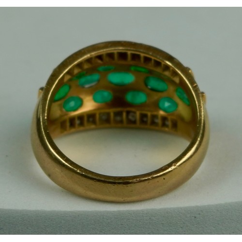 180 - AN EMERALD, DIAMOND AND 18CT GOLD RING, 

Weight 12.05gms