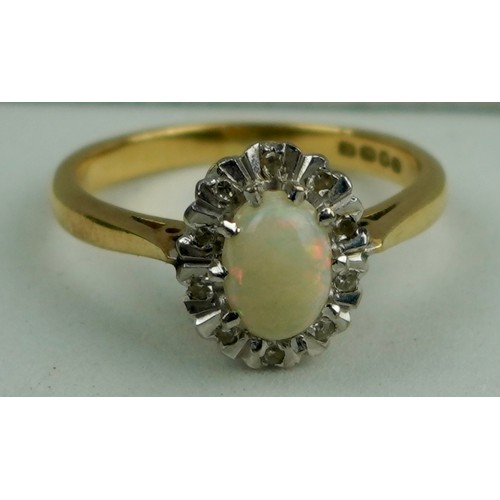 204 - 18CT GOLD DIAMOND & OPAL RING 3.9gms