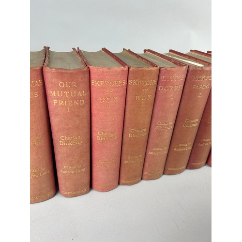 312 - CHARLES DICKENS 'THE COMPLETE WORKS OF CHARLES DICKENS' 34 VOLUMES 'GADSHILL EDITIONS',

Red cloth b... 