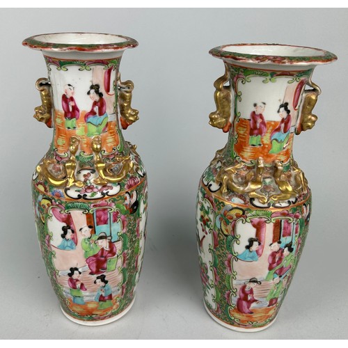 90 - A PAIR OF 19TH CENTURY CHINESE CANTON VASES, 

26cm H each.