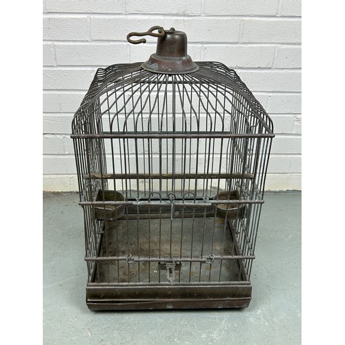 514 - A WROUGHT IRON BIRD CAGE, 

60cm x 38cm x 38cm