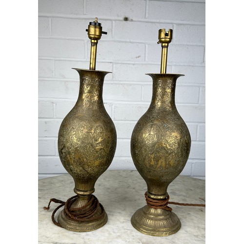 479 - PAIR OF INDIAN BRASS LAMPS 

46cm x 13cm