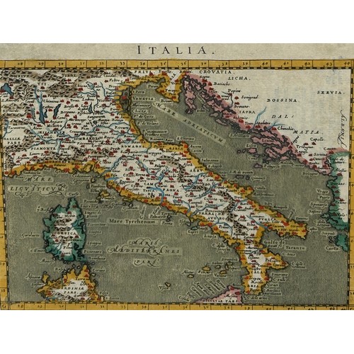 471 - A 19TH MAP OF ITALY, 

Mounted in a frame and glazed. 

17cm x 14cm