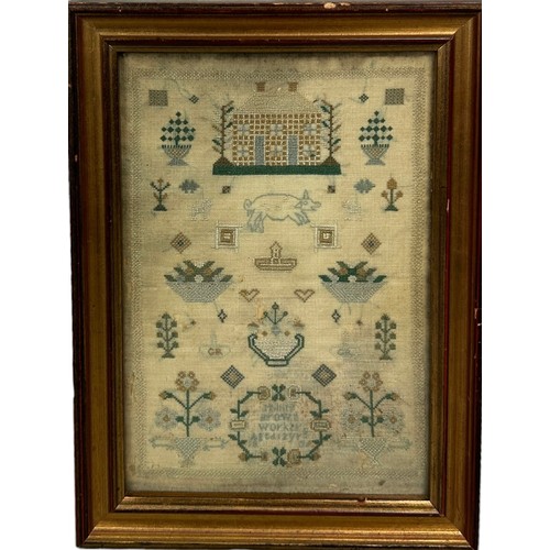 450 - AN EARLY 19TH CENTURY NEEDLEPOINT SAMPLER 'BY MILLER BROWN WORKER AGED 12 YRS',

Dated '04

26cm x 1... 