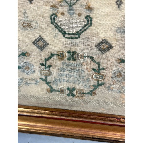 450 - AN EARLY 19TH CENTURY NEEDLEPOINT SAMPLER 'BY MILLER BROWN WORKER AGED 12 YRS',

Dated '04

26cm x 1... 