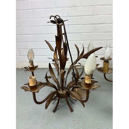 503 - A NEAR PAIR OF WHEAT SHEAF CHANDELIERS, 

Largest 75cm x 66cm