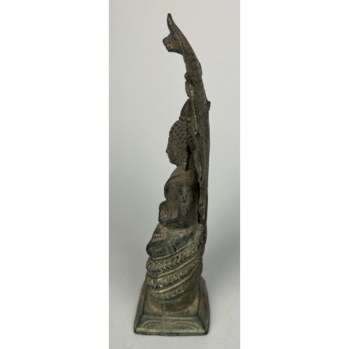 393 - A CAMBODIAN BRONZE FIGURE,

21cm x 6cm