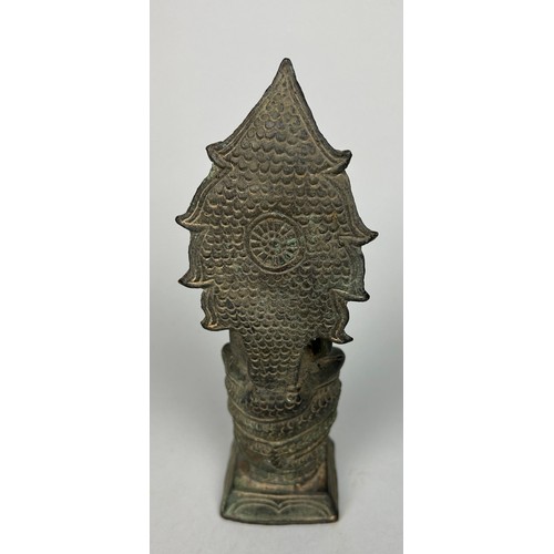 393 - A CAMBODIAN BRONZE FIGURE,

21cm x 6cm