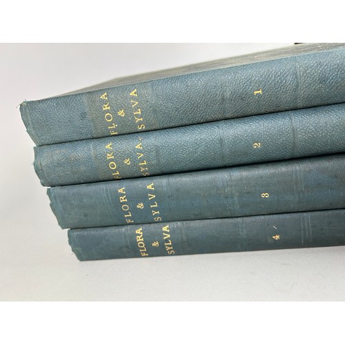 304 - FLORA AND SYLVA BY ROBINSON WILLIAM FOUR VOLUMES IN GREEN LEATHER BINDINGS (4),