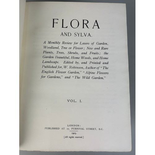 304 - FLORA AND SYLVA BY ROBINSON WILLIAM FOUR VOLUMES IN GREEN LEATHER BINDINGS (4),