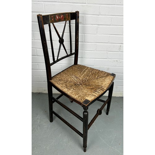 496 - A PAINTED 19TH CENTURY SUSSEX SIDE CHAIR,

85cm x 36cm x 40cm