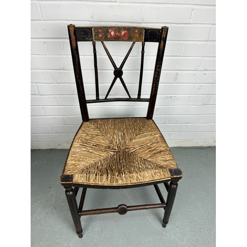 496 - A PAINTED 19TH CENTURY SUSSEX SIDE CHAIR,

85cm x 36cm x 40cm