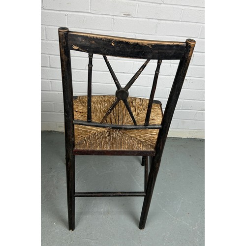 496 - A PAINTED 19TH CENTURY SUSSEX SIDE CHAIR,

85cm x 36cm x 40cm