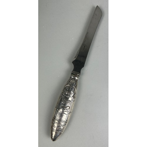 156 - A JUDAICA SILVER 800 BREAD KNIFE,

30cm L