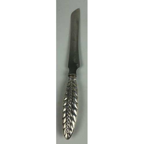 156 - A JUDAICA SILVER 800 BREAD KNIFE,

30cm L